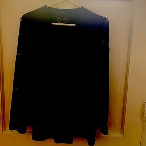 INC Azure blue XL top polyester and spandex excellent condition lace sleeves